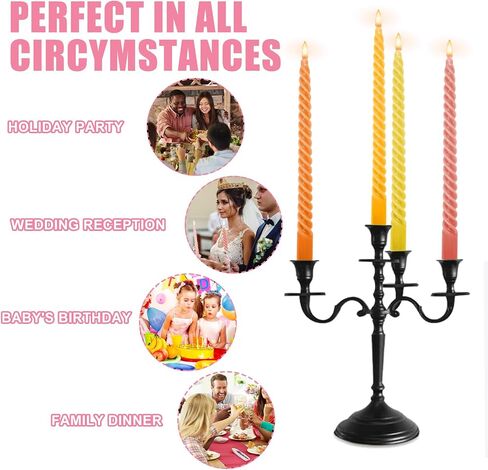 Whaline 12Pcs 10 Inch Colored Spiral Taper Candles 12 Colors Dripless Twisted Wax Candles Long Unscented Candle Sticks for Holiday Celebration Display Home Decoration in Saudi Arabia