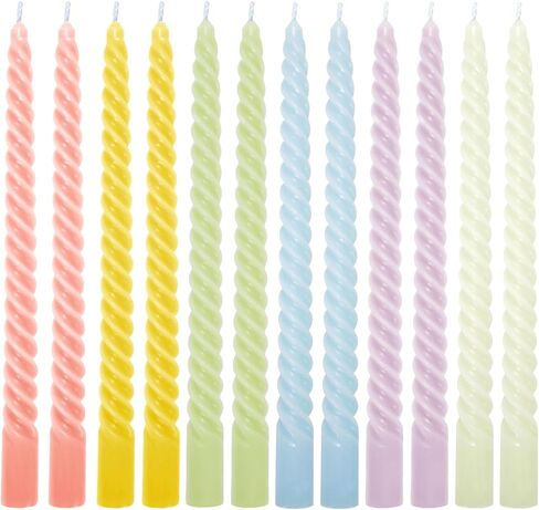 Whaline 12Pcs 10 Inch Colored Spiral Taper Candles 12 Colors Dripless Twisted Wax Candles Long Unscented Candle Sticks for Holiday Celebration Display Home Decoration in Saudi Arabia