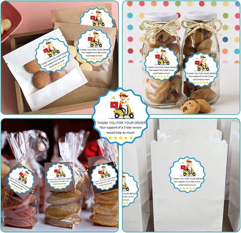 500 Pcs 2 Inch 5 Star Review Delivery Labels Thank You for Your Order Stickers - Food Delivery Tamper Evident Sealed for Freshness Labels Stickers for Food Package in Kuwait