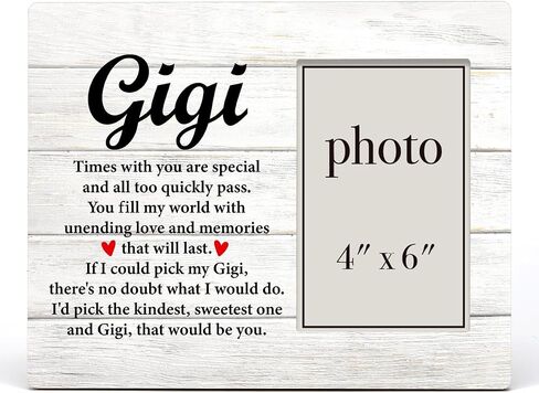 Gigi Gifts, Gifts for Grandma Gigi, Gigi Gift From Grandson Granddaughter, Meaningful Gigi Wood Picture Frame for Tabletop or Wall Display for Birthday Christmas Mother's Day (for 4x6 Photo) in Saudi Arabia