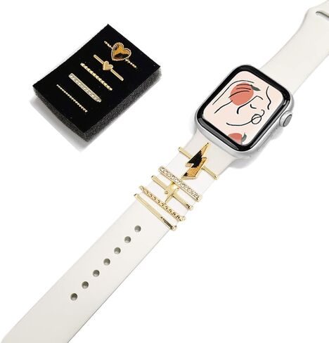 سحر لسوار ساعة Apple 41 مم 45 مم 40 مم 44 مم 38 مم 42 مم للنساء، حلقات حلقية مزخرفة معدنية لامعة إكسسوارات مجوهرات لسلسلة iwatch 9 8 7 6 5 4 3 SE، ساعة جالاكسي 6/5/4، حزام سيليكون سوار ساعة ساحر in Kuwait