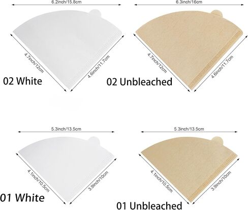 300 Counts Coffee Filters Cone Coffee Filters V60 Coffee Filter No.2 Coffee Filters 2-4 Cups Pour Over Coffee Filter Cone Natural Paper Coffee Filters (Unbleached) in Saudi Arabia