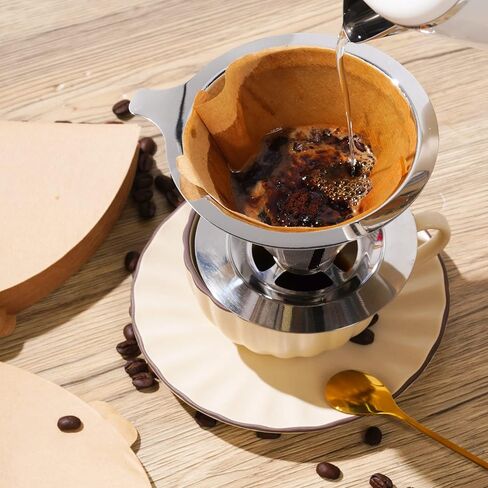 300 Counts Coffee Filters Cone Coffee Filters V60 Coffee Filter No.2 Coffee Filters 2-4 Cups Pour Over Coffee Filter Cone Natural Paper Coffee Filters (Unbleached) in Saudi Arabia