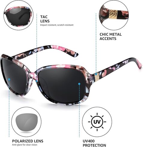 LVIOE Polarized Sunglasses for Women Retro Oversized Shades with UV400 Protection LS8158 in Kuwait