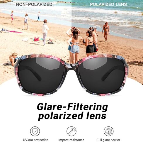 LVIOE Polarized Sunglasses for Women Retro Oversized Shades with UV400 Protection LS8158 in Kuwait