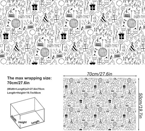Dtiafu Drawing Birthday Wrapping Paper- Funny Kids Birthday Drawing Wrapping Paper Related Pattern Gift Wrap for Boys Girls Birthday Baby Shower Holiday- 20 x 28 Inches Per Sheet(8 Sheets) in Saudi Arabia