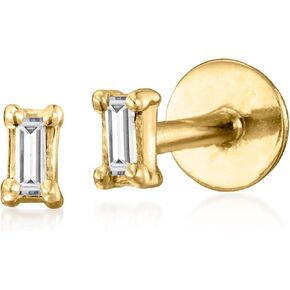 RS Pure by Ross-Simons Baguette Diamond-Accented Flat-Back Stud Earrings in 14kt Yellow Gold