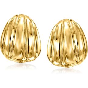 Ross-Simons Italian 18kt Gold Over Sterling Ribbed Earrings