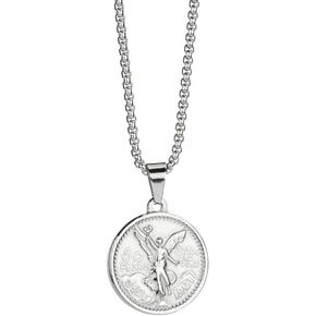 Mexican Coin Centenario Mexicano Moneda 50 Pesos Pendant Necklace,18K Pendant Necklace Men Coin Jewelry