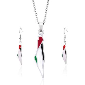 YANCHUN Palestine Necklace for Men Gold Palestine Necklace Palestine Map Necklace Country Flag Print Necklace Patriotic Jewelry for Women Girls Boys in Kuwait
