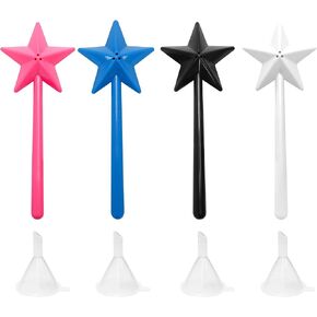 4 PCS Salt and Pepper Wand Shakers - Three Hole Salt Dispenser Magic Shape Fairy Star Pentagram, Refillable Removable One Light Hand Operation, Kitchen Accessories for Halloween and Christmas