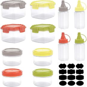 12 قطعة من زجاجات الصلصة البلاستيكية الصغيرة، صندوق توابل صغير، زجاجات ضغط التوابل، حاويات تزيين السلطة لملحقات المطبخ للشواء في الهواء الطلق (أصفر/برتقالي/أخضر/رمادي) in Kuwait