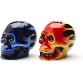Pacific Giftware Flaming Skull Set of Salt and Pepper Shakers