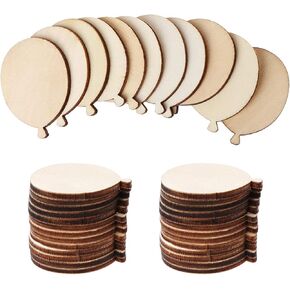 50pcs Mini Balloon Wood DIY Crafts Cutouts Wooden Balloon Shaped Unfinished Wood Ornaments for DIY Projects Wedding Birthday Decorations