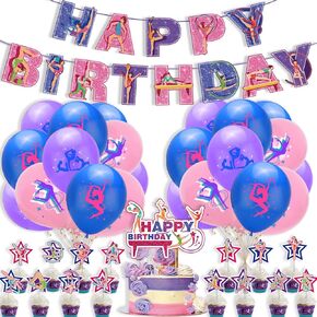 37 قطعة من لوازم حفلات الجمباز بما في ذلك لافتة عيد ميلاد سعيد، وغطاء كعكة الجمباز وأغطية الكب كيك، وبالونات الجمباز، وحفلة موضوع الجمباز للياقة البدنية لتزيين حفلات أعياد الميلاد للفتيات in Kuwait