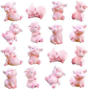 MAOMIA Miniature Pig Figurines,8 Pcs Cute Pink Piggy Toy Figures Toy Cake Toppers Decoration for Fairy Garden Car Party DIY Craft Project Decor