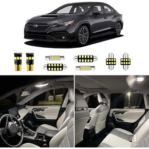 8pcs Interior LED Lights Kit for 2004-2018 2019 2020 2021 Subaru WRX/WRX STI/Impreza 6000K Super Bright White Interior LED Replacement for Dome Map and License Plate Light + Installation Tool