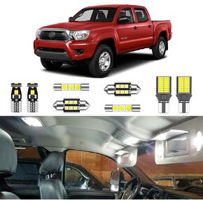 7PCS Super Bright White LED Interior Light Kit Package for Toyota Tacoma 2005 2006 2007 2008 2009 2010 2011 2012 2013 2014 2015 + License Plate Lights and Install Tool