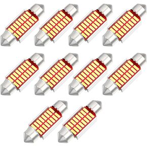 DE3425 36mm 6418 DE3423 Festoon LED Bulbs 6411 C5W LED Bulbs Error Free 6411 6413 6461 DE3423 Canbus 16SMD 4014 Chipsets 6000k Bright White Light (Set of 10)