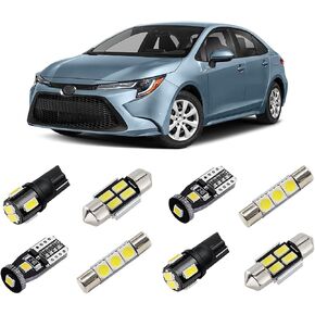 White Interior LED Lights Kit for 2003-2021 2022 Toyota Corolla Super Bright 6000K LED Interior Light Bulbs Package + License Plate Lights and Install Tool