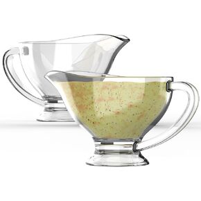 2 Pack Glass Gravy Boat - Crystal Sense of Reality, Sturdy and Easy-Clean