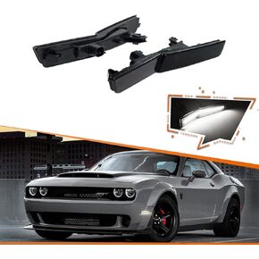 ADIIL LED Side Marker Lights Replacement for 2018-22 Dodge Challenger SRT Widebody RT Amber LED Front Fender OEM Fit Sidemarker Lamps Kit Clear Lens