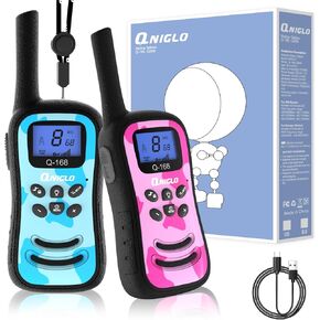 Qniglo Walkie Talkies for Kids Rechargeable 2 Pack,Camouflage Walky Talky for Children's day Christmas Birthday Gifts Toys for Age 3-12 Boys Girls