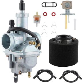 KLF220 Carburetor for KAWASAKI Bayou 220 KLF220 1988-1998,Bayou 250 KLF250 2003-2011 Replace#15003-1080 Carb with Air Filter and Fuel Gas Petcock Valve Switch