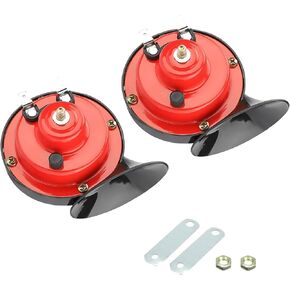 Pack-2 Car Snail Horns, 12V 300DB Automobile Horn Replacement Kit, Waterproof Security Alarm Speaker, Universal for Most Cars, Trucks and Vans (Black)