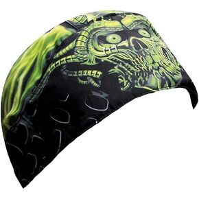 Danbanna Deluxe Select Platinum Edition in the Cellar Green Devil Skull Doo Rag Skull Cap Headwrap with Sweatband