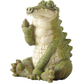 Whimsical Hilarious Alligator Rasing Middle Finger Figurine Funny Garden Decor - Indoor Outdoor Garden Statue - Fun Decor for The Home and Garden