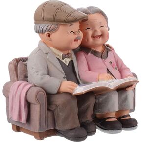 BESPORTBLE Loving Elderly Couple Miniature Figurines Grandparents Parents Statue Resin Couple Ornaments for Valentines Day Wedding Anniversary