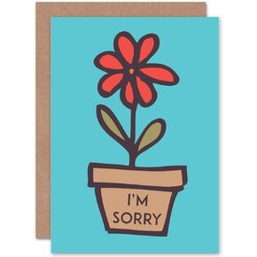 Wee Blue Coo APOLOGY SORRY FLOWER POT CARTOON ART GREETINGS GREETING CARD GIFT