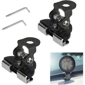 Pack-2 Car Spotlight Bracket, Adjustable Vehicle Grille Light Base, Non-Destructive Installation, Universal Waterproof Automotive Bulb Auxiliary Fixing Accessories for Truck SUV Car (Black)
