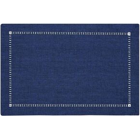 Handmade Hemstitch Solid Navy Blue Nautical Rectangular Table Runner Or Dresser Scarf (14 x 72 Inch)