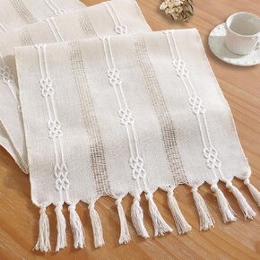 Rustic Boho Table Runner, Farmhouse Table Runners 48 Inches Long for Kitchen Dining, 13x48 Inches, Sage Green