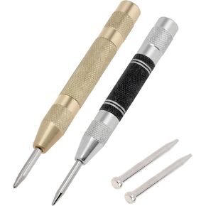 5 inch Strong Spring Adjustable Impact Automatic Center Punch for Loaded Locator/Dent Marker Hand Tools with 2 Spare Thimble