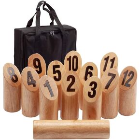 GSE Wooden Numbered Block Toss/Kubb Yard Game Set. Outdoor Backyard Lawn Throwing Toss Game for Kids & Adults