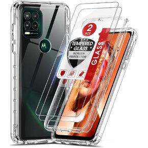 LeYi for Moto G Stylus 5G Phone Case, Motorola G Stylus 5G Case 2021 with 2 Tempered Glass Screen Protector, Full-Body Shockproof Bumper Rugged Clear Phone Case for G Stylus 5G 2021, Black/Clear