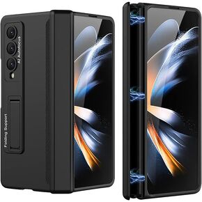 for Samsung Galaxy Z Fold 4 Case Hinge Coverage Protective with Kickstand PC Magnetic All-Inclusive Shockproof Cover for Z Fold 4 5G (Black)