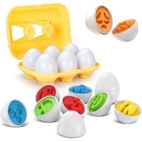 Toddlers Egg Toy Matching Eggs Learning Toys Sensory Toys Color Shape Expression Sorting Stacking Toy Montessori for Kids Boys Girls for Easter Baskets for 1 2 3 Years Old