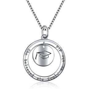 YFN Graduation Gift Sterling Silver Inspirational Pendant Necklace Graduation Jewelry for Women Girls