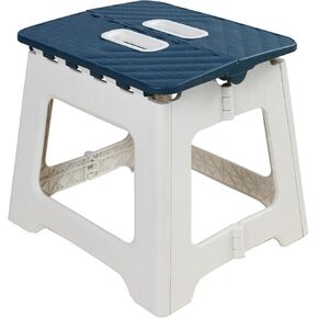 Adult Folding Step Stool, Foldable Stool with 300 lbs, Suitable for Living Room, Kitchen, and Bathroom, Portable Travel Stool (Dark Blue, Medium)