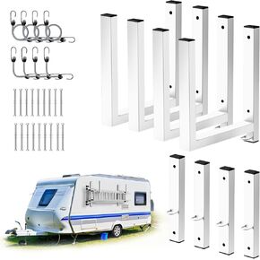 Ladder Rack for Trailer, 4 Racks Aluminum Enclosed Trailer Ladder Rack Side Mount, Sturdy Truck Ladder Rack with Bungee Cords. Secure Transport Solution