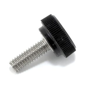 #8-32 x 1/2" Thumb Screw Stainless Steel - Black Knurled Round Plastic Knob - Standard/Coarse Thread Thumbscrew - Length: 0.500" - Proudly Built in USA - Package of (4)