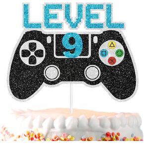 Unlock Cake Topper Video Game Level Up 9th Birthday Happy Game Controller Decoration, Boy or Girl Game Fan Birthday Party, Video Game Themed Party, Video Game Party Decoration, Gift for Kid. SugarGera