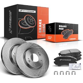 A-Premium 11.02 in (280mm) Front Drilled and Slotted Disc Brake Rotors + Ceramic Pads Kit Compatible with Select Hyundai and Kia Models - For Sportage/Sonata 05-10, Magentis/Optima 06-10, Tucson, Soul