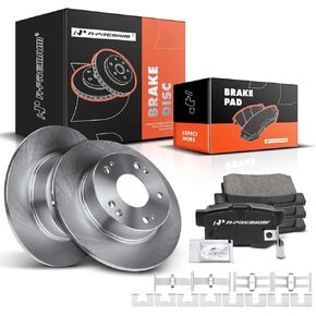 A-Premium 10.24 inch (260mm) Rear Drilled and Slotted Disc Brake Rotors + Ceramic Pads Kit Compatible with Select Acura and Honda Models - TSX 2004-2008, Accord 2003-2007, 6-PC Set