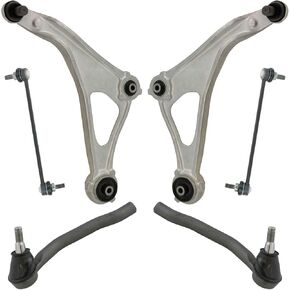 TRQ 6 Piece Suspension Kit Lower Control Arms w/Ball Joints Sway Bar Links Tie Rods Compatible with 2013-2014 Nissan Altima