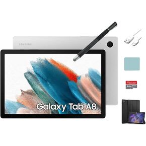 SAMSUNG Galaxy Tab A8 10.5" Touchscreen Android 11 Wi-Fi Tablet, 128GB Internal Memory, 4GB RAM, 8MP Rear + 5MP Front Camera, Bluetooth v5.0, Silver with Accessories